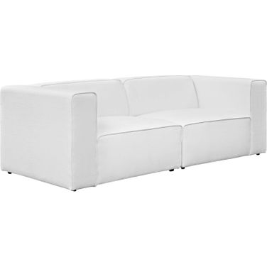 Mingle White 2 Piece Upholstered Fabric Sectional Sofa Set