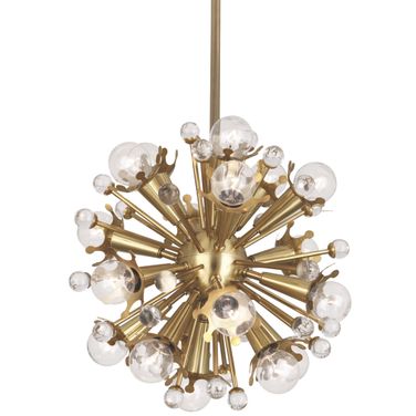 Mini Sputnik Chandelier In Antique Brass