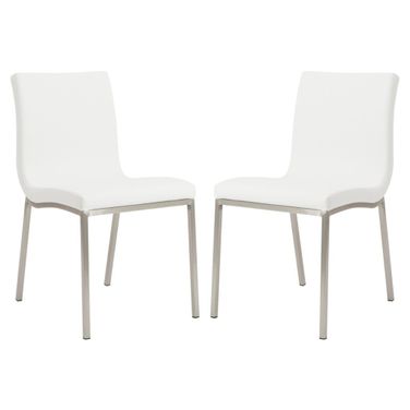 Minimalist Faux Faux Leather Chairs Set of 2 In White