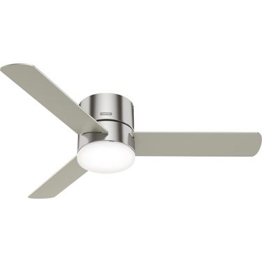 Minimus 52 Inch Low Profile Ceiling Fan with LED Light Kit and Handheld Remote In Brushed Nickel and Matte Nickel