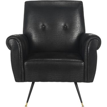 Mira Black Retro Mid Century Faux Leather Accent Chair