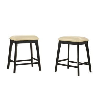 Mirabelle 25 Inch Upholstered Counter Stool - Set of 2 In Cream and Espresso