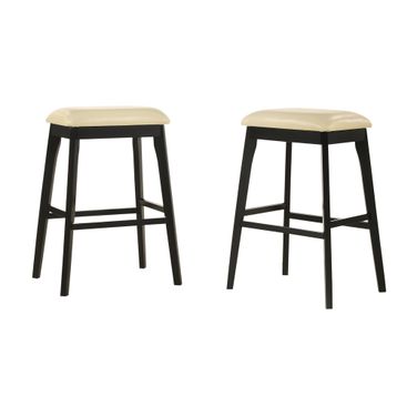 Mirabelle 30 Inch Upholstered Barstool - Set of 2 In Cream and Espresso