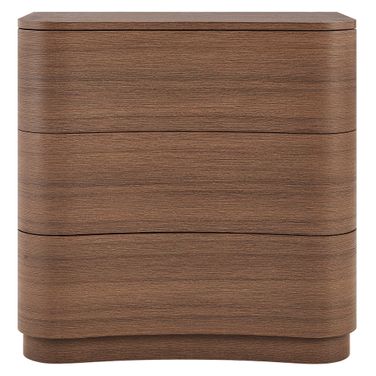 Mirae 3-Drawer Curved Compact Dresser In Brushed Brown Oak