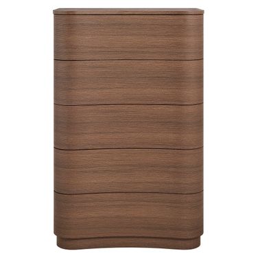 Mirae 5-Drawer Curved Dresser Chest Of Drawers In Brushed Brown Oak