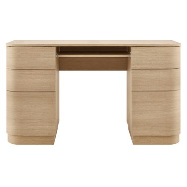 Mirae 55 Inch 6-Drawer Curved Office Desk In Brushed Light Oak