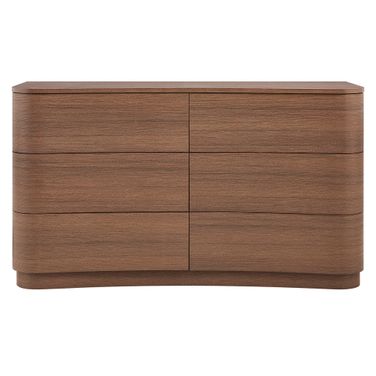 Mirae 6-Drawer Curved Dresser In Brushed Brown Oak