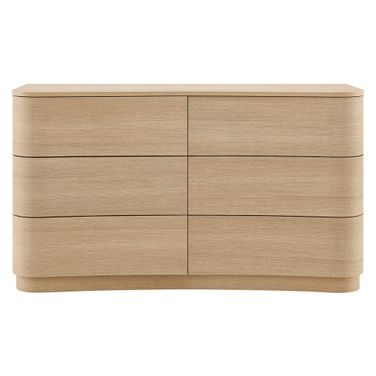 Mirae 6-Drawer Curved Dresser In Brushed Light Oak