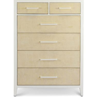 Miramar 6 Drawer Woven Chest In White and Brown