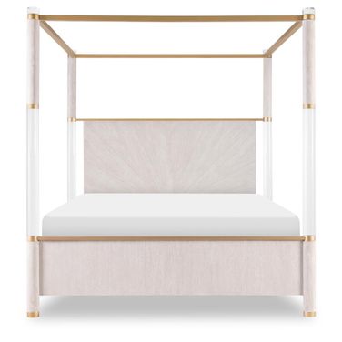 Miramar Complete Queen Canopy Bed with Acrylic Posts In Oyster