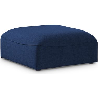Miramar Durable Linen Textured Ottoman In Navy