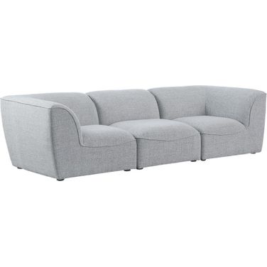 Miramar Durable Linen Textured 3 Seater Modular Sofa with Arm Support In Grey/Espresso