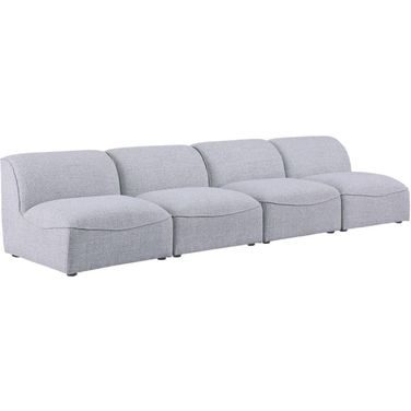 Miramar Durable Linen Textured 4 Seater Modular Sofa In Grey