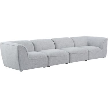 Miramar Durable Linen Textured 4 Seater Modular Sofa with Arm Support In Grey/Espresso