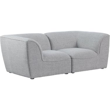 Miramar Durable Linen Textured 2 Seater Modular Sofa with Arm Support In Grey/Espresso