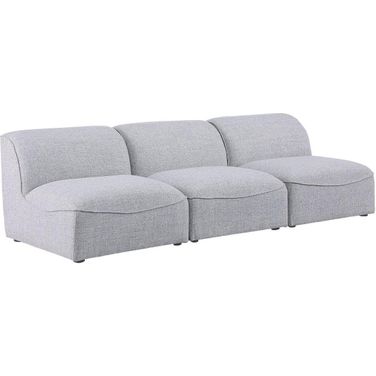 Miramar Durable Linen Textured 3 Seater Modular Sofa In Grey