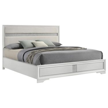 Miranda 55 Inch Upholstered California King Panel Bed In White