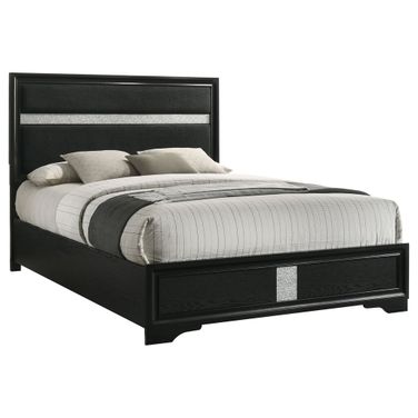 Miranda 54 Inch Upholstered Queen Panel Bed In Black