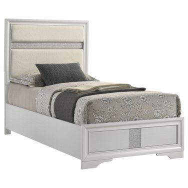 Miranda 54 Inch Upholstered Twin Panel Bed In White