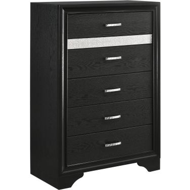 Miranda 5-drawer Chest Black and Rhinestone