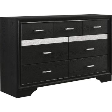 Miranda 7-drawer Dresser Black and Rhinestone