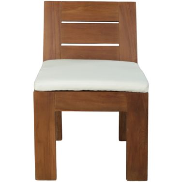 Mirella Fabric Upholstered Outdoor Patio Dining Side Chair In Off White and Stained Natural