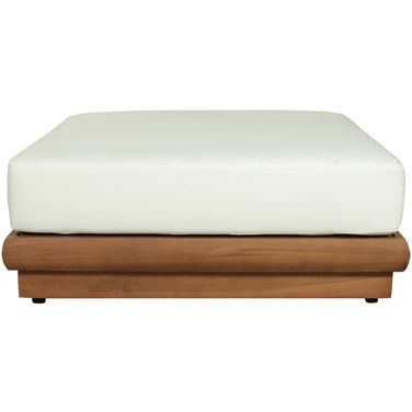 Mirella Fabric Upholstered Outdoor Patio Modular Ottoman In Off White and Stained Natural