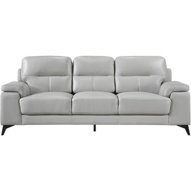 Mischa Silver Gray Leather Sofa