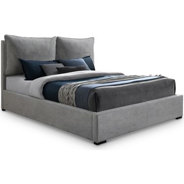Misha Polyester Fabric King Bed In Light Grey