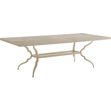 Misty Garden Dining Table with Porcelain Top In Antiqued White