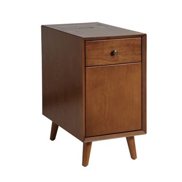 Mitch End Table With Storage And Built-In Outlets In Acorn