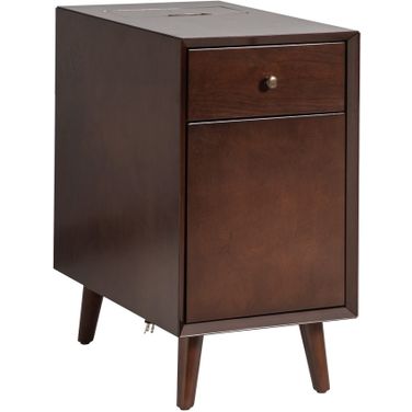 Mitch End Table With Storage And Built-In Outlets In Walnut