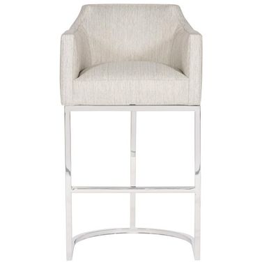 Ian Barrel Base Bar Stool In Nickel
