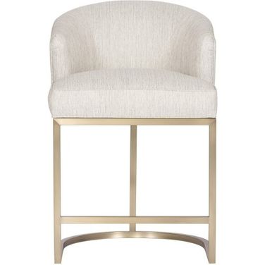 Charley Satin Brass Barrel Base Counter Stool In Cream