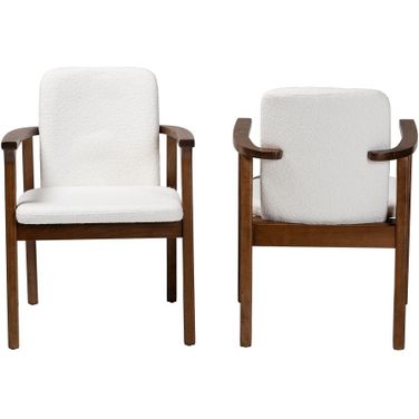 Miyagi Boucle Upholstered Dining Chair Set of 2 In White and Brown