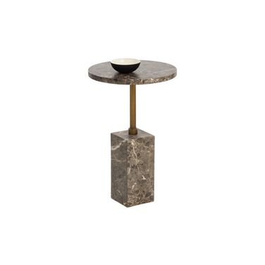 Mizani Marble Look End Table In Dark Emperador