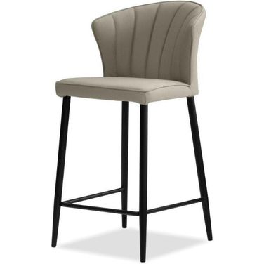 Ariel Pewter Leather And Black Legs Counter Stool