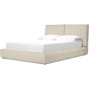 Bendo Almond Linen Fabric King Bed