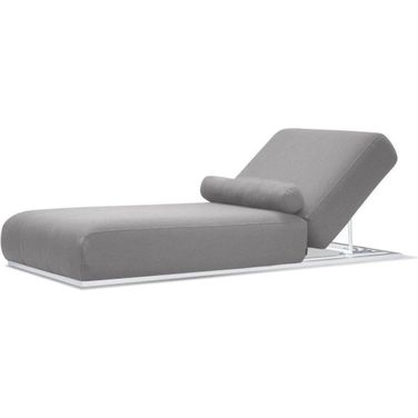 Bondi Sunbrella Heather Grey Fabric With White Frame Lounger