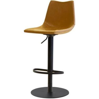 Derby Retro Tan Leatherette Hydraulic Bar Stool With Black Frame