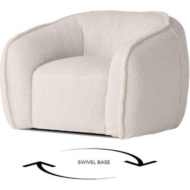 Duffy Cream Teddy Fabric Swivel Lounge Chair