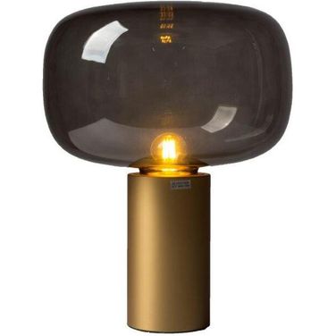 Glow Smokey Grey Glass And Aluminum Tall Table Lamp