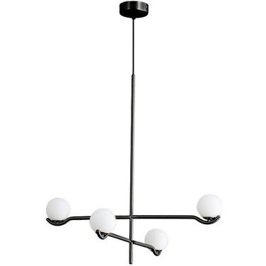 Nebula 2 Arm Pendant Lamp In Glass And Black