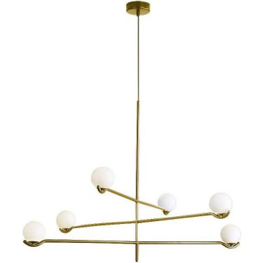 Nebula 3 Arm Pendant Lamp In Glass And Brass