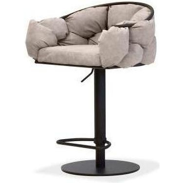 Puffer Concrete Grey Leatherette And Black Frame Hydraulic Bar Stool