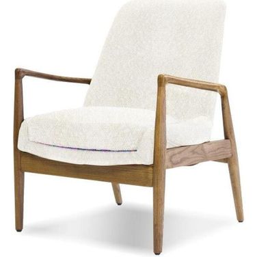 Reynolds Ash Wood Frame And Cream Boucle Fabric Lounge Chair