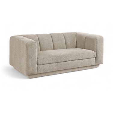 Modari 70.25 Inch Fabric Upholstered Loveseat In Beige
