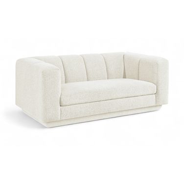 Modari 70.25 Inch Fabric Upholstered Loveseat In Cream