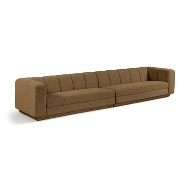 Modari Fabric Upholstered 2-Piece Modular Sofa In Brown