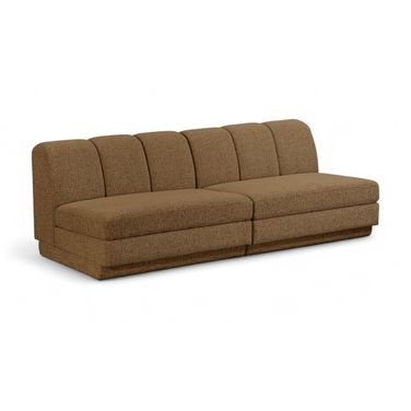 Modari Fabric Upholstered 2-Piece Modular Sofa In Brown